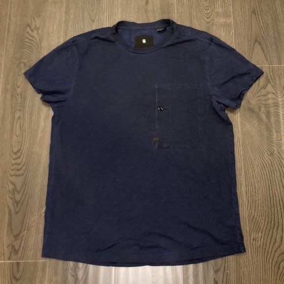 G Star Raw Navy Blue Shirt Sleeve Shirt With Side Pocket And Spare Button SizeXL - Picture 1 of 6